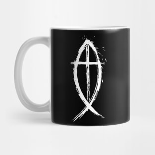 Cross And Fish White Edition Christian Design Mug